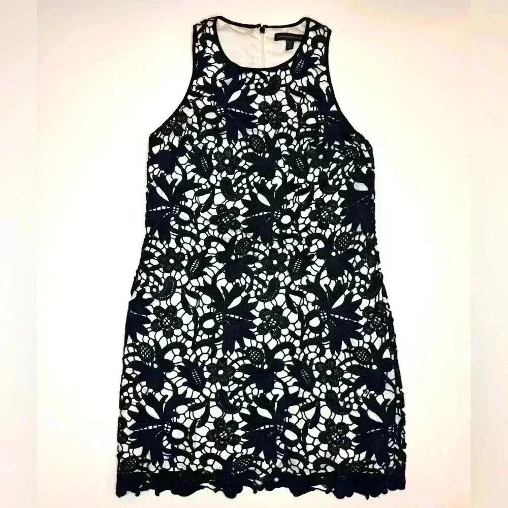 Banana Republic Womens Dress Midi Classic Style Crocheted Shift W Pockets size 2